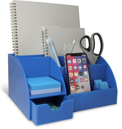 My Space Organizers Clear Acrylic Desk Oganizer, 9 Compartments, Office Supplies and Desk Accessories Organizer, Home Decor Desktop Organizer (Clear)