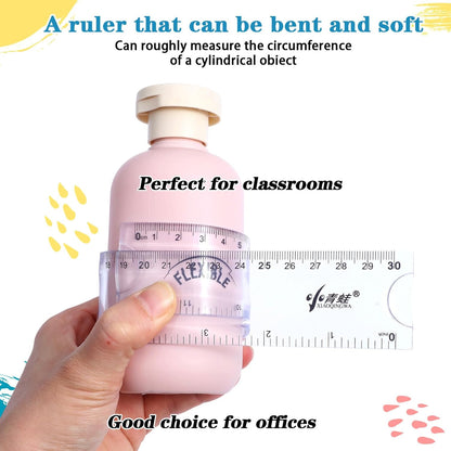 2 Pcs Flexible Ruler, 12 Inch Clear Plastic Ruler with Centimeters and Inches Soft Bendable Rulers for Kids and Adults Home School Office Measuring Drafting Tools