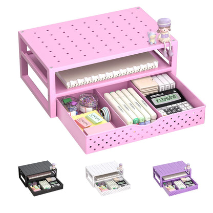 WALI Desk File Organizer, 5 Tier Desktop Paper Letter Tray Organizer with Drawer and 2 Pen Holders, Office Desk Accessories & Workspace Organizers for Office, Home Supplies(DO006DH-B), 1 Pack, Black
