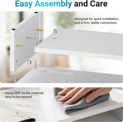 BONTEC Wooden Monitor Stand Riser for Desk, 2-Tier Computer Monitor Stand