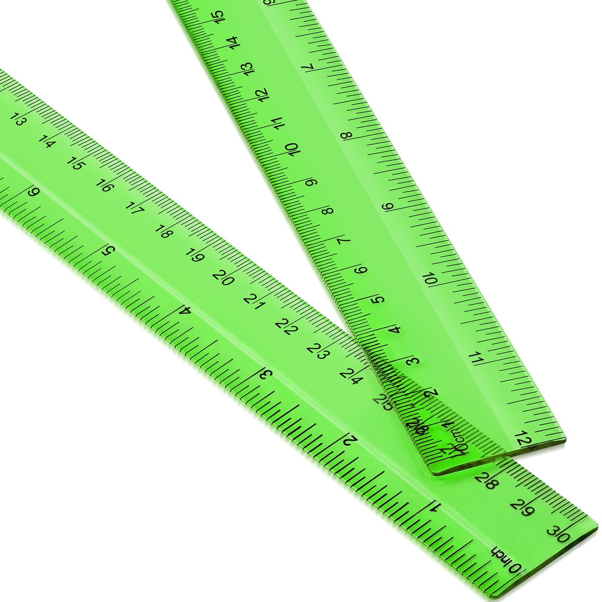 EBOOT 2 Pack Plastic Ruler Straight Clear Measuring Tool, Green, 12 Inch