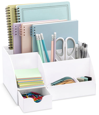 My Space Organizers Clear Acrylic Desk Oganizer, 9 Compartments, Office Supplies and Desk Accessories Organizer, Home Decor Desktop Organizer (Clear)