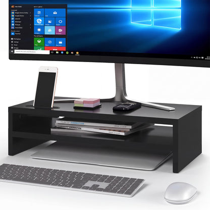 BONTEC Wooden Monitor Stand Riser for Desk, 2-Tier Computer Monitor Stand