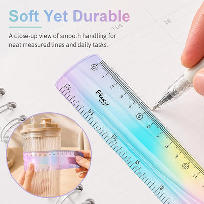 2 Pcs Flexible Ruler,12 Inch&6 Inch Bendable Ruler for Kids