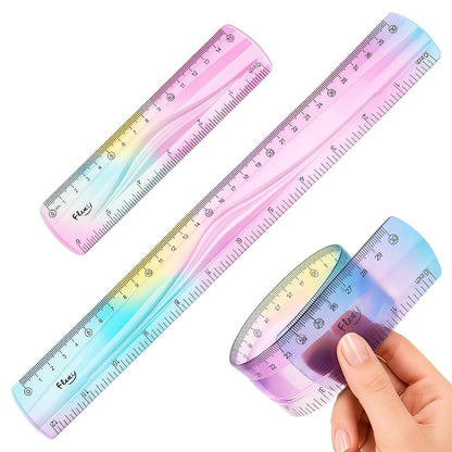 2 Pcs Flexible Ruler,12 Inch&6 Inch Bendable Ruler for Kids