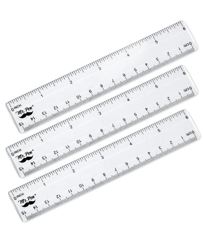 Mr. Pen- Plastic Rulers, 6 Inch, 3 Pack, Easy-to-Read Markings