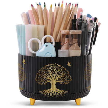SKYDUE 360 Rotating Multipurpose Organizer - Cute Rotating Pen Holder with 5 Slots for Art Supplies, Office, School, Home