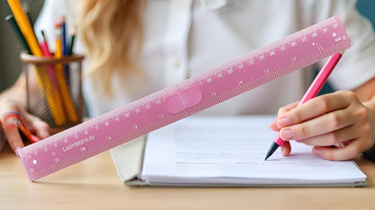 Innovative Design Folding Ruler Pack/1, unfolds to a Length of 30cm (12"), When Folded, it conveniently Reduces to a Compact Size of 15cm(6 "), Pink Ruler 12", Portable and Easy to Carry
