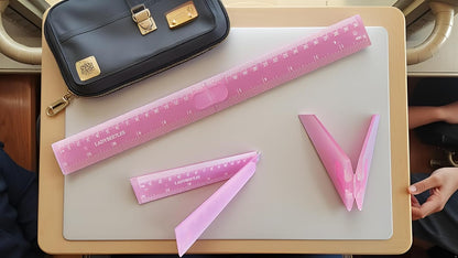 Innovative Design Folding Ruler Pack/1, unfolds to a Length of 30cm (12"), When Folded, it conveniently Reduces to a Compact Size of 15cm(6 "), Pink Ruler 12", Portable and Easy to Carry