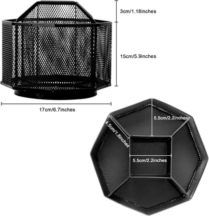 Comix Mesh 360° Rotating Pen Holder, Desk Organizer for Home Office, Black