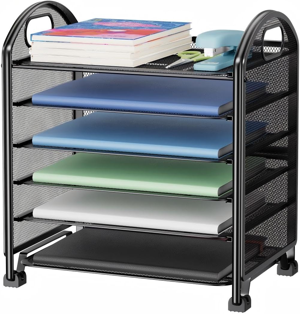 Simple Trending 6-Tier Paper Tray Organizer, File Organizer for Desk, Black