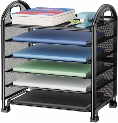 Simple Trending 6-Tier Paper Tray Organizer, File Organizer for Desk, Black