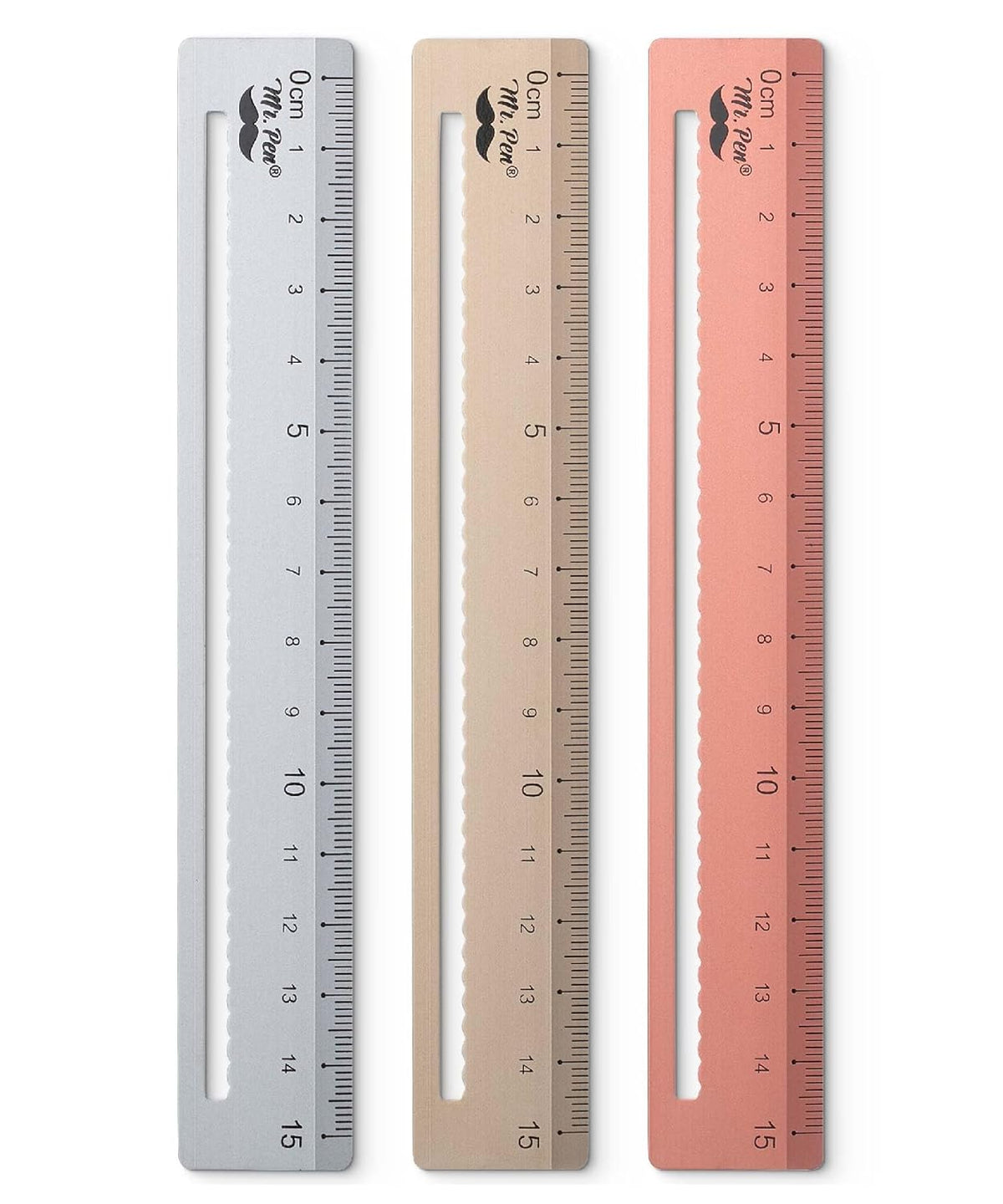 Mr. Pen- Metal Rulers, 3 pcs, 15cm, Silver, Gold, Rose Gold