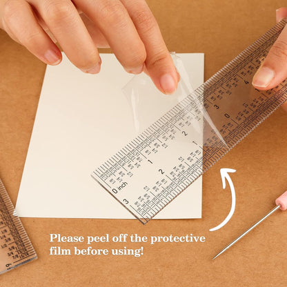 2 Pcs 12" / 30cm T Ruler and Zero-Centering on the Bottom and Standard 12 inch Measurements Ruler for Paper Crafting Card Making Drafting Drawing
