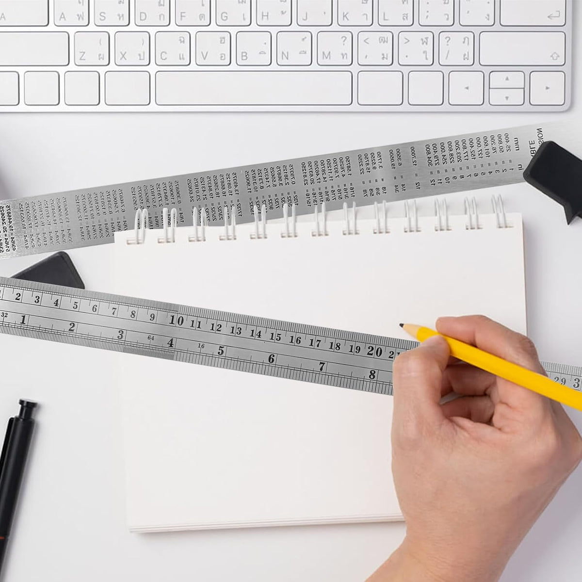 Metric Ruler,Ruler 12 Inch,Metal Steel Ruler for Home Office Study 1 Psc