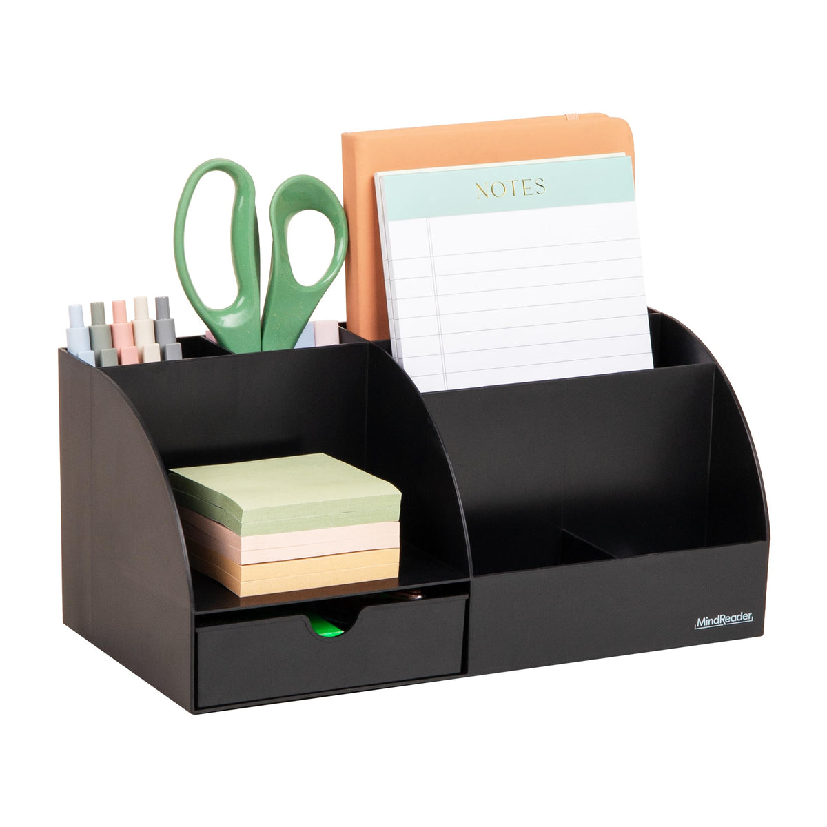 Mind Reader 7-Compartment Metal Mesh Desktop Organizer, Black