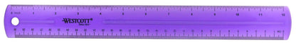 Westcott 16024 Jeweltone Plastic Ruler, 12-Inch, Purple