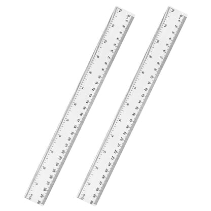 Unjoo Clear Plastic Ruler 12 Inch Straight Rulers, for School, Office, 2pcs