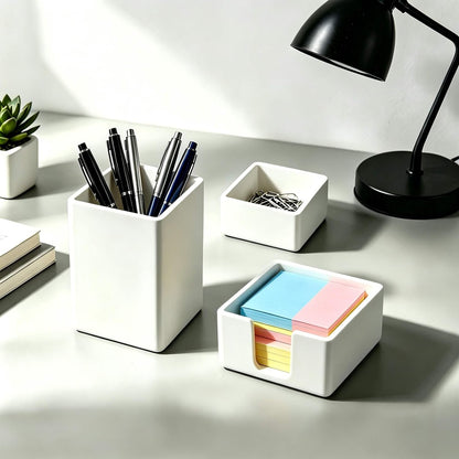 Silicone Pen & Pencil Holder Set, 3-Piece Desk Organizer, Black