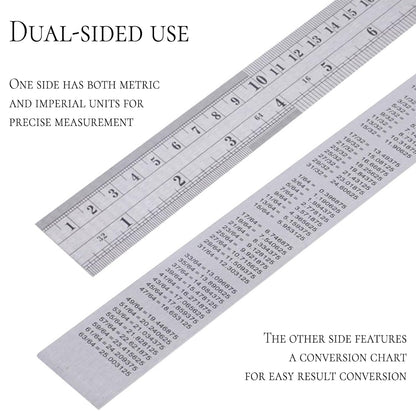 Metric Ruler,Ruler 12 Inch,Metal Steel Ruler for Home Office Study 1 Psc