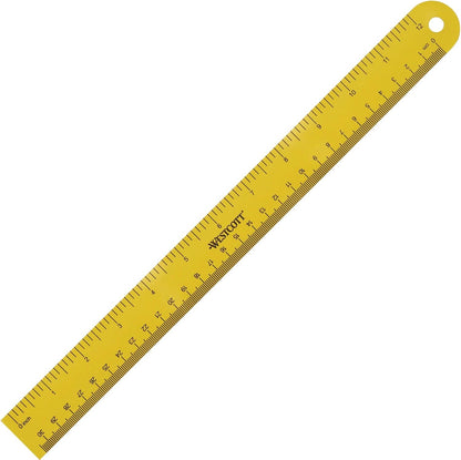 Westcott ‎12 inch Magnetic Flexible Rulers (3 Pack), Yellow, for School, Office, Crafts and DIY, Measuring Tools for Students and Adults