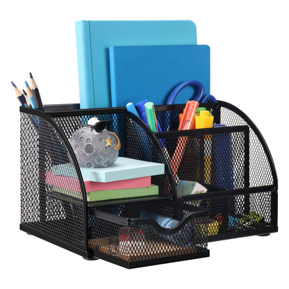 Comix Mesh 360° Rotating Pen Holder, Desk Organizer for Home Office, Black