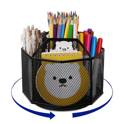 Comix Mesh 360° Rotating Pen Holder, Desk Organizer for Home Office, Black