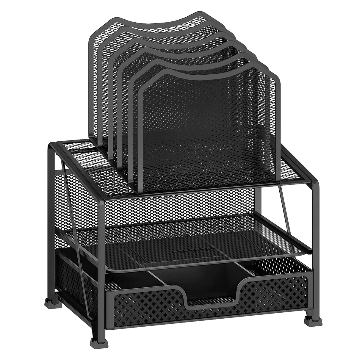 Simple Trending 6-Tier Paper Tray Organizer, File Organizer for Desk, Black