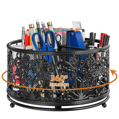 EKNITEY Pencil Pen Holder For Desk - 360° Rotating Pencil Cup Organizer