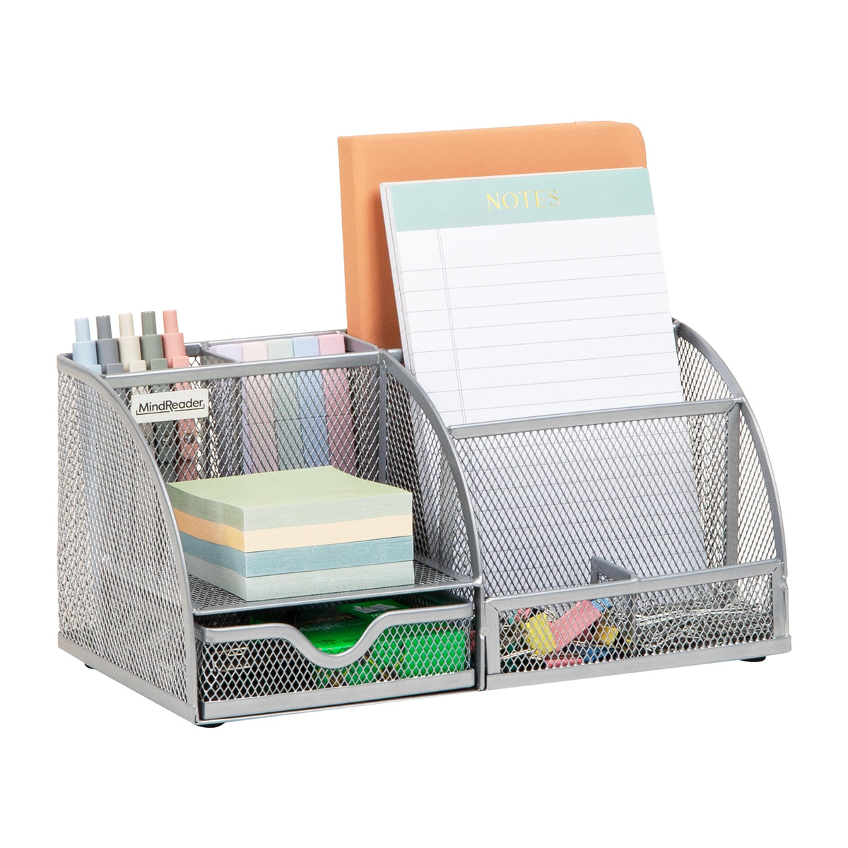 Mind Reader 7-Compartment Metal Mesh Desktop Organizer, Black