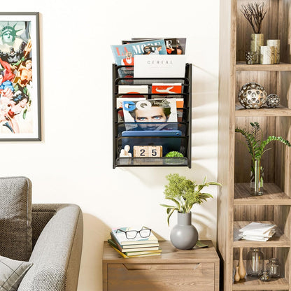 Simple Trending Wall File Organizer, 7-Tier Hanging File Organizer, Black