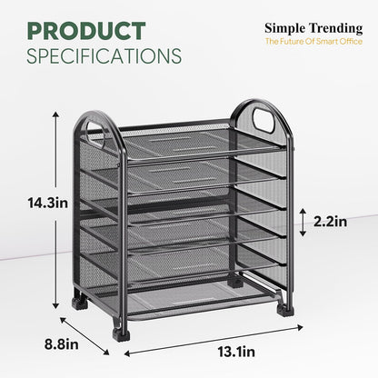 Simple Trending 6-Tier Paper Tray Organizer, File Organizer for Desk, Black