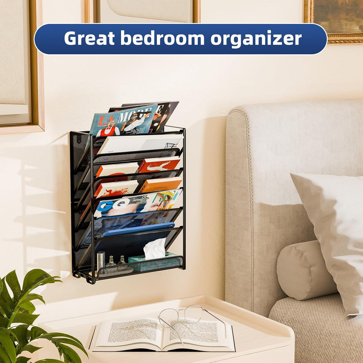 Simple Trending Wall File Organizer, 7-Tier Hanging File Organizer, Black