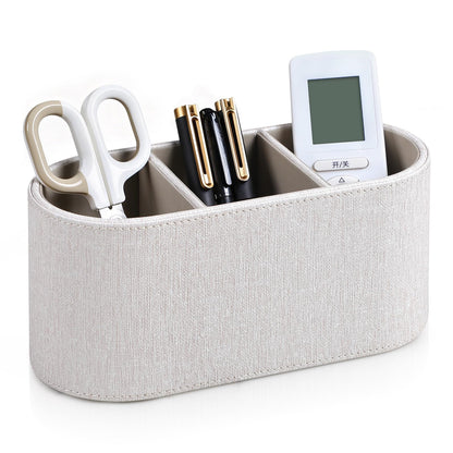 Remote Control Holder Pen Pencil Holder Desk Organizer Caddy(Beige)