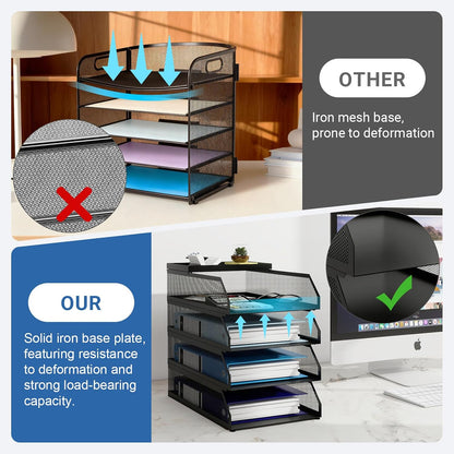 Natwind 4-Tier Stackable Metal Mesh Desk Paper Tray Organizer,Black