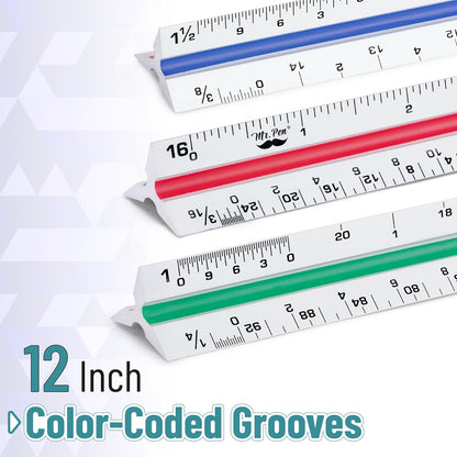 Mr. Pen Architectural Scale Ruler, 12 Inch, Silver