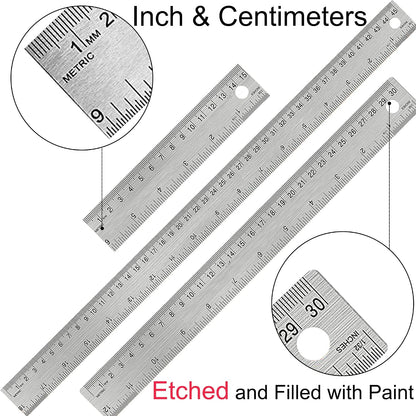 Metal Ruler 12 Inch, Non-Slip Cork Backing, Ink Bleed-Resistant Edge, 1 Pcs