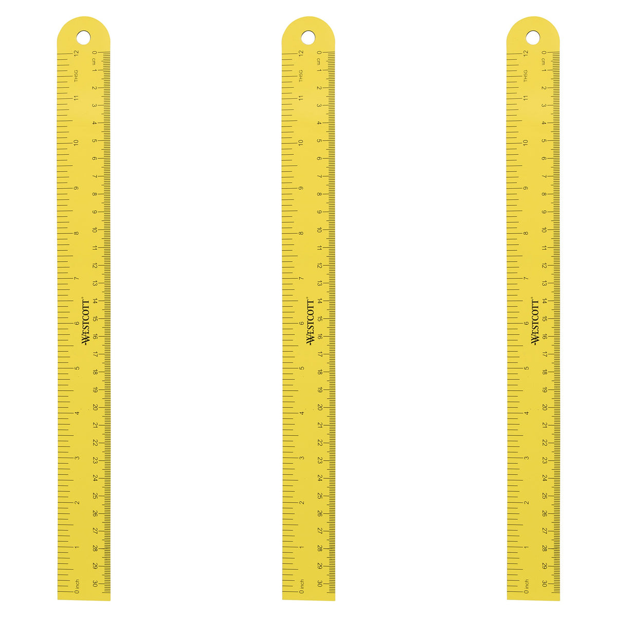 Westcott ‎12 inch Magnetic Flexible Rulers (3 Pack), Yellow, for School, Office, Crafts and DIY, Measuring Tools for Students and Adults