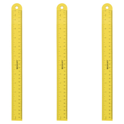 Westcott ‎12 inch Magnetic Flexible Rulers (3 Pack), Yellow, for School, Office, Crafts and DIY, Measuring Tools for Students and Adults