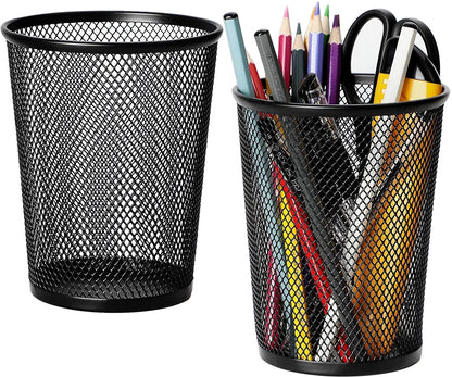MaxGear Pen Holder for Desk 3 Pack,Mesh Metal, Non-Slip EVA Pad, 3.7’’ Tall