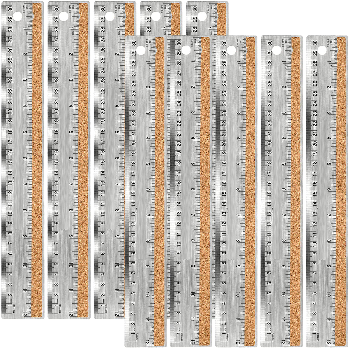 Metal Ruler 12 Inch, Non-Slip Cork Backing, Ink Bleed-Resistant Edge, 1 Pcs