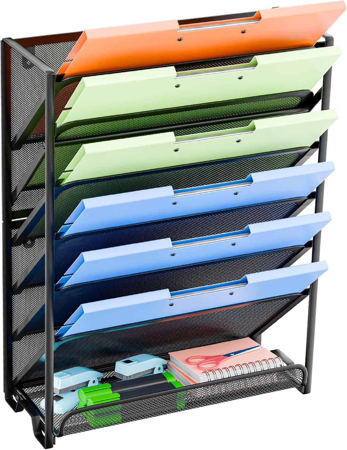 Simple Trending Wall File Organizer, 7-Tier Hanging File Organizer, Black