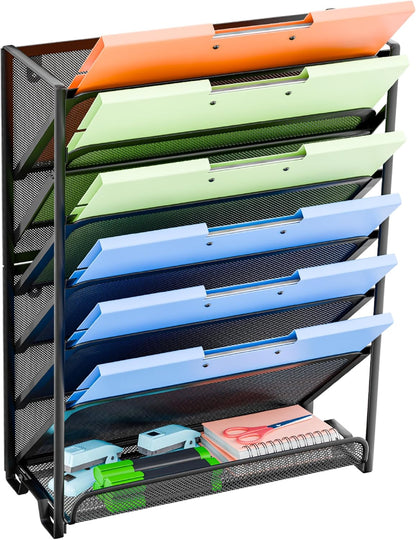Simple Trending Wall File Organizer, 7-Tier Hanging File Organizer, Black
